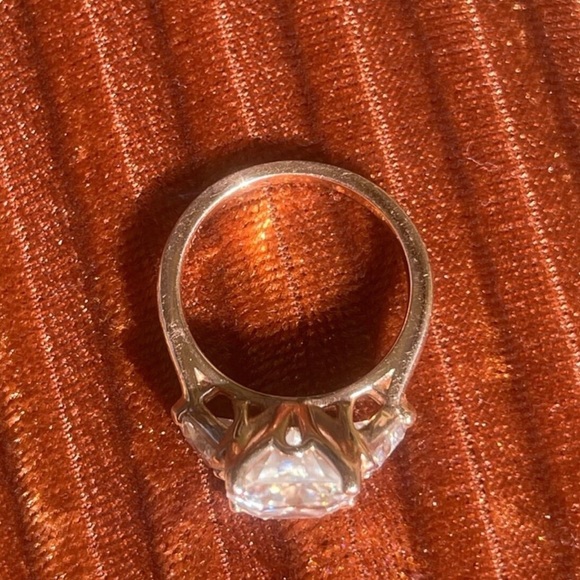 Engagement Wedding Ring Crystal Diamond band Rose Gold cocktail unique - Picture 8 of 14